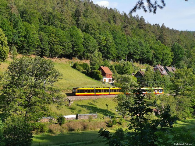 Die Albtalbahn unterwegs im idyllischen Albtal